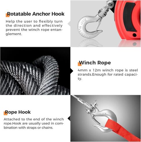 انبول رافعة مثقاب محمولة بسعة 750 باوند مع سلك ستيل بطول 40 قدم للرفع والسحب in Kuwait