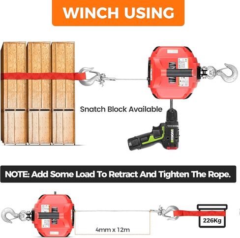 انبول رافعة مثقاب محمولة بسعة 750 باوند مع سلك ستيل بطول 40 قدم للرفع والسحب in Kuwait