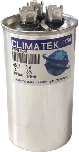 مكثف دائري ClimaTek - يناسب Goodman Amana # CAP050450440CT | 45/5 فائق التوهج MFD 370/440 فولت تيار متردد in Kuwait