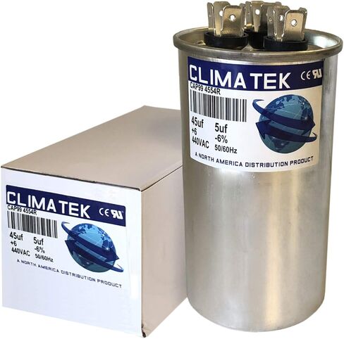 مكثف دائري ClimaTek - يناسب Goodman Amana # CAP050450440CT | 45/5 فائق التوهج MFD 370/440 فولت تيار متردد in Kuwait