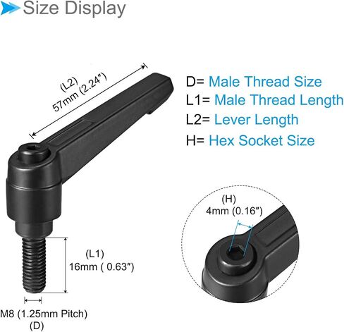 مقابض ذراع تثبيت CoCud، خيط ذكر M8 × 16 مم، مقابض مسمار دوارة قابلة للتعديل سريعة التحرير باللون الأسود - (التطبيقات: لآلات المخرطة)، 5 قطع in Kuwait