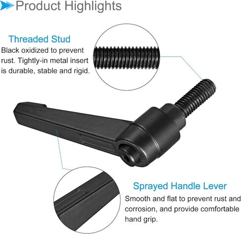 مقابض ذراع تثبيت CoCud، خيط ذكر M8 × 16 مم، مقابض مسمار دوارة قابلة للتعديل سريعة التحرير باللون الأسود - (التطبيقات: لآلات المخرطة)، 5 قطع in Kuwait