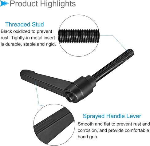 مقابض ذراع تثبيت CoCud، خيط ذكر M8 × 16 مم، مقابض مسمار دوارة قابلة للتعديل سريعة التحرير باللون الأسود - (التطبيقات: لآلات المخرطة)، 5 قطع in Kuwait