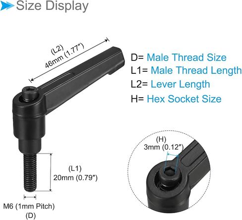 مقابض ذراع تثبيت CoCud، خيط ذكر M8 × 16 مم، مقابض مسمار دوارة قابلة للتعديل سريعة التحرير باللون الأسود - (التطبيقات: لآلات المخرطة)، 5 قطع in Kuwait