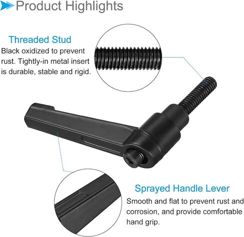 مقابض ذراع تثبيت CoCud، خيط ذكر M8 × 16 مم، مقابض مسمار دوارة قابلة للتعديل سريعة التحرير باللون الأسود - (التطبيقات: لآلات المخرطة)، 5 قطع in Kuwait