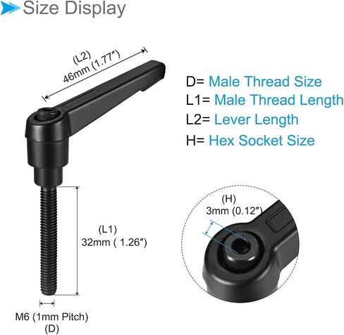 مقابض ذراع تثبيت CoCud، خيط ذكر M8 × 16 مم، مقابض مسمار دوارة قابلة للتعديل سريعة التحرير باللون الأسود - (التطبيقات: لآلات المخرطة)، 5 قطع in Kuwait