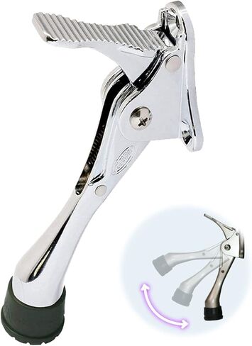 One Touch Kickdown Door Stopper, Door Holder, Heavy Duty Door Stops, Bottom of Door, Height-Adjustable Rubber Tips by HASHI (Antique Bronze, 4 inch x 4pack) in Kuwait