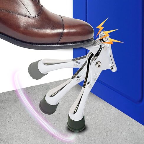 One Touch Kickdown Door Stopper, Door Holder, Heavy Duty Door Stops, Bottom of Door, Height-Adjustable Rubber Tips by HASHI (Antique Bronze, 4 inch x 4pack) in Kuwait