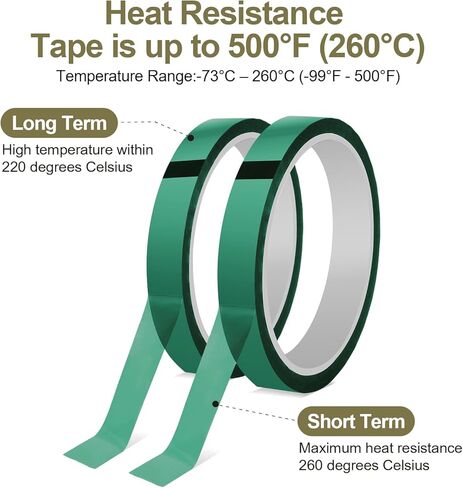 ASKIZ 4 لفات شريط حراري للضغط الحراري، 10 مم × 33 م (108 قدم) شريط درجة حرارة عالية، شريط مقاوم للحرارة، شريط نقل الحرارة للتسامي، شريط ضغط فينيل حراري لأقمشة التي شيرت، لوحة الدائرة in Kuwait