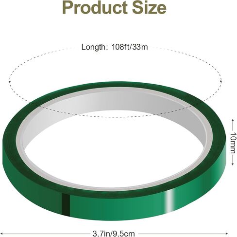 ASKIZ 4 لفات شريط حراري للضغط الحراري، 10 مم × 33 م (108 قدم) شريط درجة حرارة عالية، شريط مقاوم للحرارة، شريط نقل الحرارة للتسامي، شريط ضغط فينيل حراري لأقمشة التي شيرت، لوحة الدائرة in Kuwait