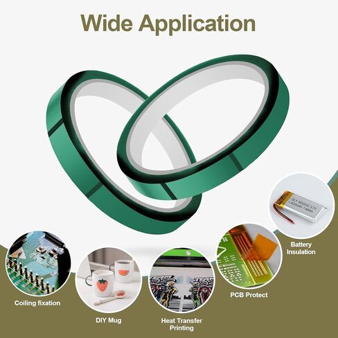 ASKIZ 4 لفات شريط حراري للضغط الحراري، 10 مم × 33 م (108 قدم) شريط درجة حرارة عالية، شريط مقاوم للحرارة، شريط نقل الحرارة للتسامي، شريط ضغط فينيل حراري لأقمشة التي شيرت، لوحة الدائرة in Kuwait