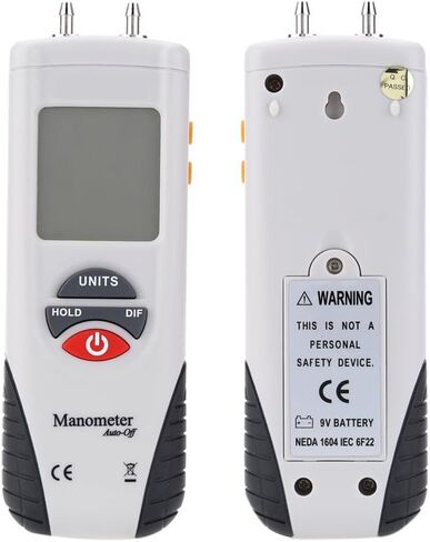 Digital Manometer, Portable Handheld Air Vacuum/Gas Pressure Gauge Meter 11 Units with Backlight, ±13.78kPa ±2PSI, Suitable for Differential Pressure of 1-2 Pipes, Ventilation HVAC in Kuwait