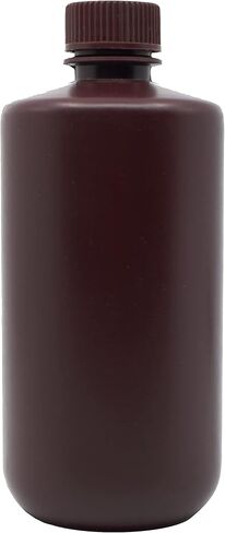 EISCO Reagent Bottle, Amber, 1000mL - Narrow Mouth with Screw Cap - HDPE Labs in Saudi Arabia