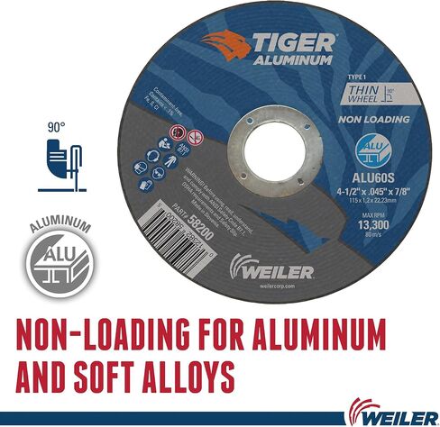 مجموعة متنوعة من عجلات القطع من Weiler 56094 مقاس 4-1/2 بوصة، تتعامل مع جميع المعادن والمواقف، من الفولاذ المقاوم للصدأ، والألمنيوم، والفولاذ، والسبائك، لمطاحن الزوايا، مجموعة متنوعة من أقراص القطع من نوع النمر 1 مكونة من 5 قطع in Saudi Arabia