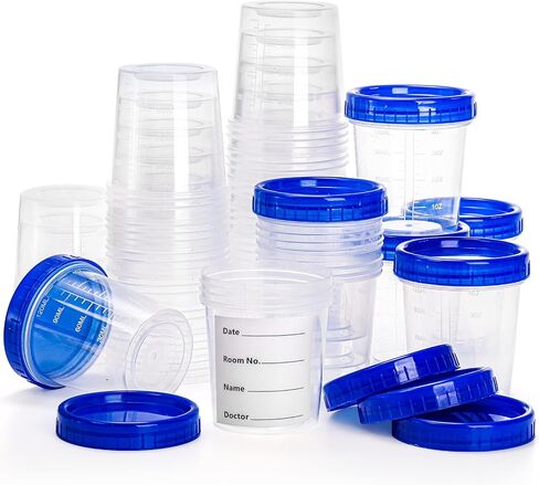 Frcctre 30 Pack 4 Oz Specimen Cups with Leak Proof Screw on Lid, Disposable Non-Sterile Urine Specimen Cups with 40 Pcs Stickers, Specimen Collection Containers Specimen Jar in Saudi Arabia