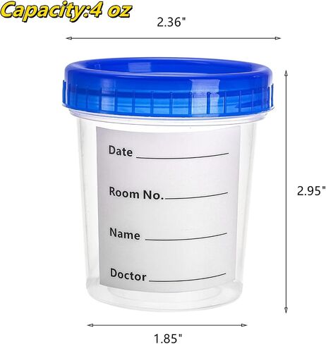 Frcctre 30 Pack 4 Oz Specimen Cups with Leak Proof Screw on Lid, Disposable Non-Sterile Urine Specimen Cups with 40 Pcs Stickers, Specimen Collection Containers Specimen Jar in Saudi Arabia