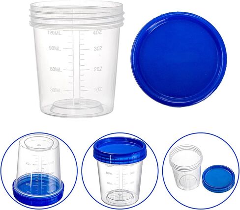 Frcctre 30 Pack 4 Oz Specimen Cups with Leak Proof Screw on Lid, Disposable Non-Sterile Urine Specimen Cups with 40 Pcs Stickers, Specimen Collection Containers Specimen Jar in Saudi Arabia