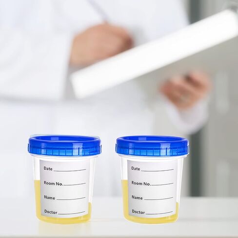 Frcctre 30 Pack 4 Oz Specimen Cups with Leak Proof Screw on Lid, Disposable Non-Sterile Urine Specimen Cups with 40 Pcs Stickers, Specimen Collection Containers Specimen Jar in Saudi Arabia