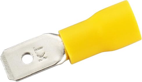 Baomain Male فصل سريع موصل سلك مجرف معزول من الفينيل، طرف تجعيد كهربائي 12-10 AWG 6.3 مم، عبوة صفراء من 100 in Saudi Arabia