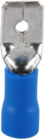 Baomain Male Quick disconnects Vinyl Insulated Spade Wire Connector Electrical Crimp Terminal 16-14AWG 6.3mm Blue MDD 2-250 Pack of 100 in Saudi Arabia