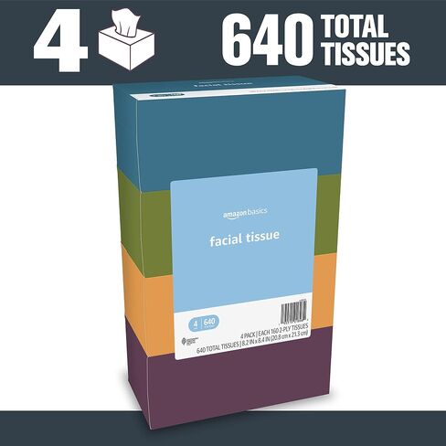 مناديل الوجه أمازون بيسيكس، طبقتين، عدد 640 (4 عبوات من 160 قطعة) (سوليمو سابقًا) in Saudi Arabia