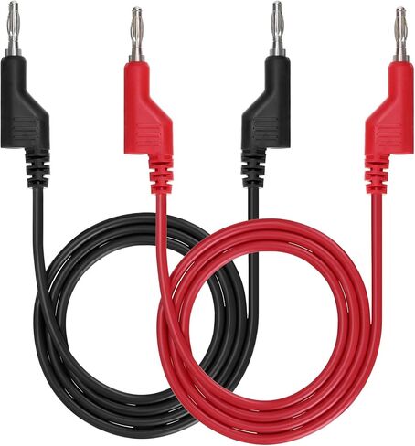 قطعتان من سلاسل اختبار قابس الموز إلى الموز من Sumnacon - كابلات اختبار قابس الموز 4 مم قابلة للتكديس، أسلاك مشبك متعددة المقاييس للاختبار الكهربائي 1000 فولت/15 أمبير in Kuwait