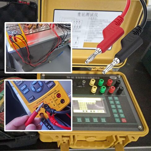 قطعتان من سلاسل اختبار قابس الموز إلى الموز من Sumnacon - كابلات اختبار قابس الموز 4 مم قابلة للتكديس، أسلاك مشبك متعددة المقاييس للاختبار الكهربائي 1000 فولت/15 أمبير in Kuwait