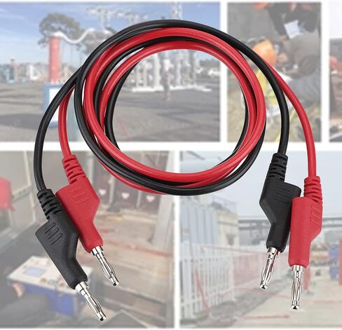 قطعتان من سلاسل اختبار قابس الموز إلى الموز من Sumnacon - كابلات اختبار قابس الموز 4 مم قابلة للتكديس، أسلاك مشبك متعددة المقاييس للاختبار الكهربائي 1000 فولت/15 أمبير in Kuwait