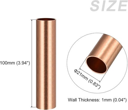 أنبوب نحاسي METALLIXITY (21 مم OD × 1 مم جدار T × 100 مم طول) 3 قطع، أنابيب مستقيمة - للتأثيث المنزلي، والآلات، والحرف اليدوية اليدوية in Saudi Arabia