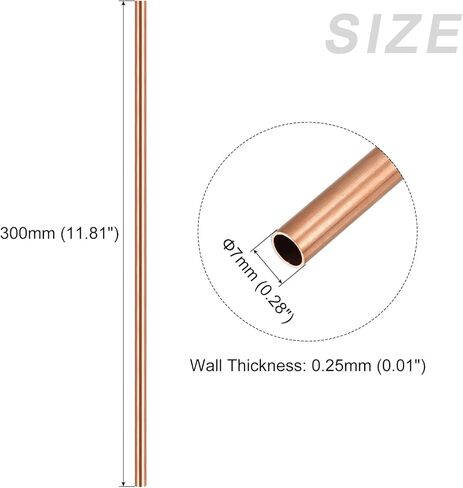 METALLIXITY Copper Tube (7mm OD x 0.25mm Wall T x 300mm L) 3Pcs, Straight Tubing - for Home Furnishing, Machinery, DIY Handicraft in Kuwait