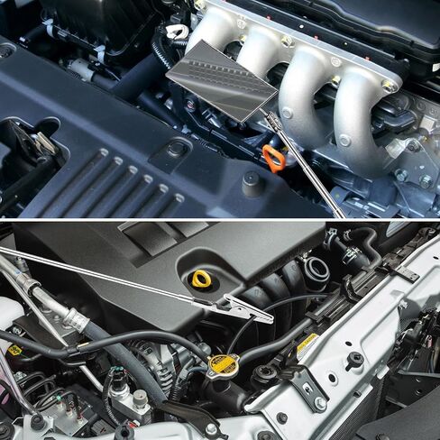 مراة فحص تلسكوبية بمشبك قلم من 4 قطع، مراة فحص تلسكوبية دوارة 360 درجة قابلة للتعديل هدية الاب / عربة فحص بمقبض طويل، مراقبة الرموش والفم (بيضاوية، مربعة، دائرية) in Kuwait