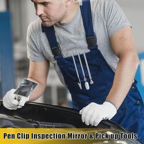 مراة فحص تلسكوبية بمشبك قلم من 4 قطع، مراة فحص تلسكوبية دوارة 360 درجة قابلة للتعديل هدية الاب / عربة فحص بمقبض طويل، مراقبة الرموش والفم (بيضاوية، مربعة، دائرية) in Kuwait