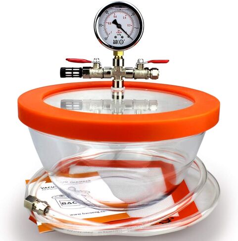 BACOENG 2.8 QT Glass Pyrex Vacuum and Degassing Chamber with Acrylic Lid Perfect for Degassing Silicones, Epoxies and Essential Oils in Kuwait