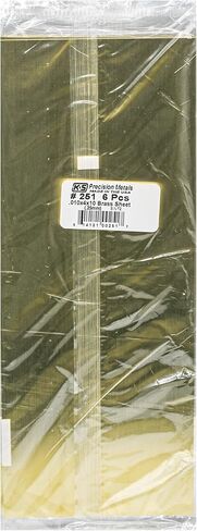 K & S Precision Metals 251 Brass Sheets, 0.010" Thickness x 4" Width x 10" Length, 6 Brass Sheets, Made in USA in Kuwait