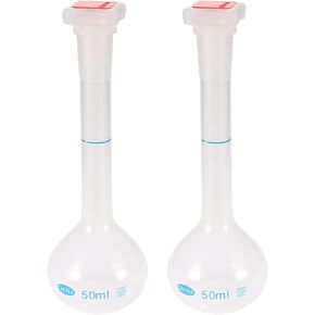 uxcell 2PCS 50ml Long Neck Clear Plastic Volumetric Measuring Flask Heatproof for Laboratory in Kuwait
