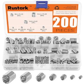 Rustark 200 Pcs Wire Thread Inserts kit 304 Stainless Steel Metric M3 M4 M5 M6 M8 M10 M12 Helicoil Kit Wire Screw Sleeve Thread Repair Kit in Saudi Arabia