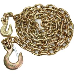 سلسلة ربط مع خطافات للإمساك والرفع 3/8 بوصة 10 أقدام من الدرجة 70 - حزمة حمل النقل لحمل المقطورة (سلسلة مع خطاف إمساك واحد، وخطاف منزلق واحد) in Kuwait