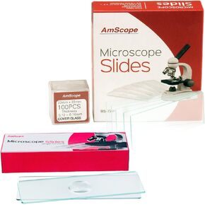 AmScope BSC12-72P100S22 72 Pre-Cleaned Blank Plate Microscope Slides and 12 Single Depression Concave Slides Plus 100 Coverslips in Saudi Arabia