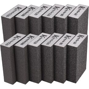 Sanding Sponge, 12 Pcs Sanding Blocks, 60/80/100/120/180/220# Sandpaper Blocks, Coarse & Ultra Fine Wet and Dry Sanding Pads, Washable Reusable for Wood Drywall Sanding Blocks in Kuwait