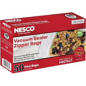 Nesco Vacuum Sealer Pint Zipper Bags - 50 count
