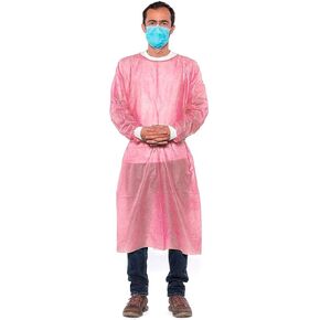 5 Pack Pink Medical Isolation Gowns Disposable Hospital-Grade Surgical Lab Coat for Women - Essential PPE for Dental & Medical Professionals in Saudi Arabia