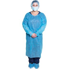 Dukal Isolation Gown, Non-Sterile, Blue (Pack of 10) in Saudi Arabia