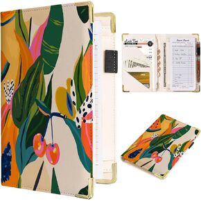 Tucocoo Lovely Server Books for Waitress - PU Leather Waiter Book Server Wallet with Zipper Pocket, Fruits Print Waitress Book&Waitstaff Organizer with Money Pocket Fit Server Apron 7.9 x 5 Inches
