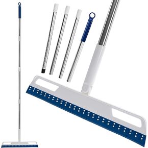 Multifunction Magic Broom, Household Silicone Wiper Floor Squeegee Non-Stick Hair Sweeping Tool 4 in 1 Adjustable Floor Scraping Sweeper for Bathroom, Window, Kitchen, Tile Floor Cleaning (Grey)