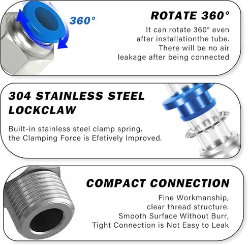 اييلكس ماجيك تركيبات خرطوم الهواء سريعة التوصيل من النايلون ووصلات ان بي تي وخطوط الهواء النحاسية مجموعات متنوعة معتمدة من وزارة النقل (عبوة من 44 قطعة) in Kuwait