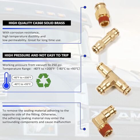 اييلكس ماجيك تركيبات خرطوم الهواء سريعة التوصيل من النايلون ووصلات ان بي تي وخطوط الهواء النحاسية مجموعات متنوعة معتمدة من وزارة النقل (عبوة من 44 قطعة) in Kuwait