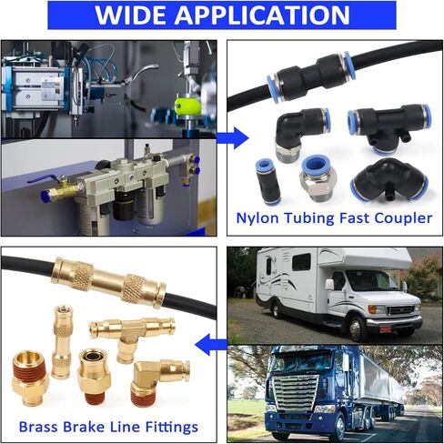 اييلكس ماجيك تركيبات خرطوم الهواء سريعة التوصيل من النايلون ووصلات ان بي تي وخطوط الهواء النحاسية مجموعات متنوعة معتمدة من وزارة النقل (عبوة من 44 قطعة) in Kuwait
