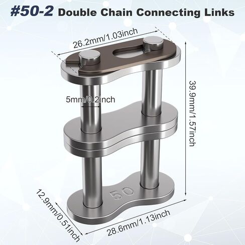 CustomyLife 3pcs #50-2 Double Strand Roller Chain Connecting Link, Adjustable Rustproof Carbon Steel Connector Link for 10A-2#50H-2 Roller Chain in Saudi Arabia