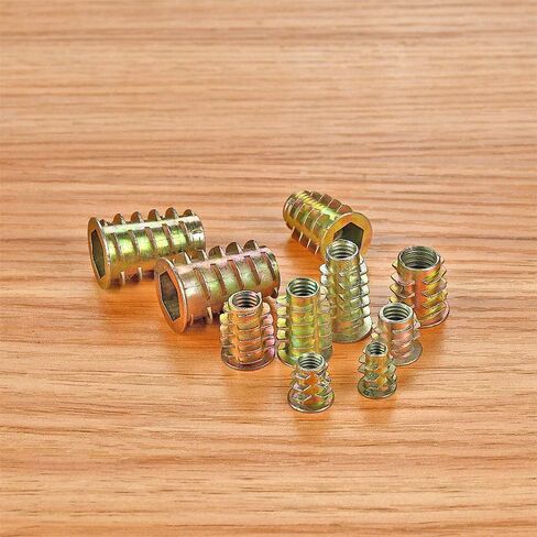 PGMJ 200 Pieces 9 Size M4/M5/M6/M8/M10 Metric Threaded Inserts Nuts Assortment Tool Kit for Wood Furniture Zinc Alloy Furniture Bolt Fastener Connector Hex Socket Screw Inserts in Saudi Arabia