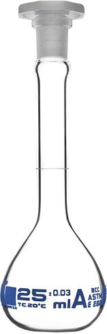 Volumetric Flask, 25ml - Class A, ASTM - Tolerance ±0.03ml - Polypropylene Stopper - Single, White Graduation - Borosilicate Glass - Eisco Labs in Saudi Arabia